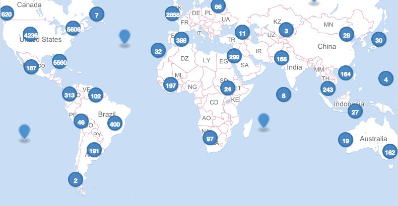 Geodistribtion of tweets